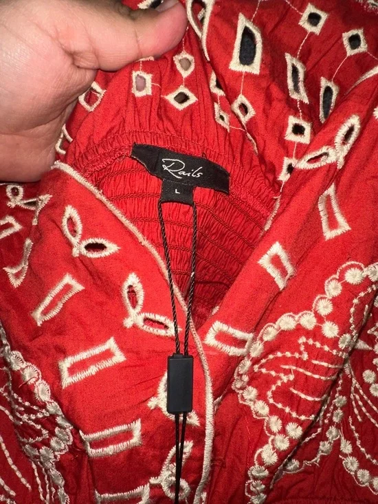 Rails Red Embroidered Midi Dress with Ivory Floral Detail - Picture 2 of 5